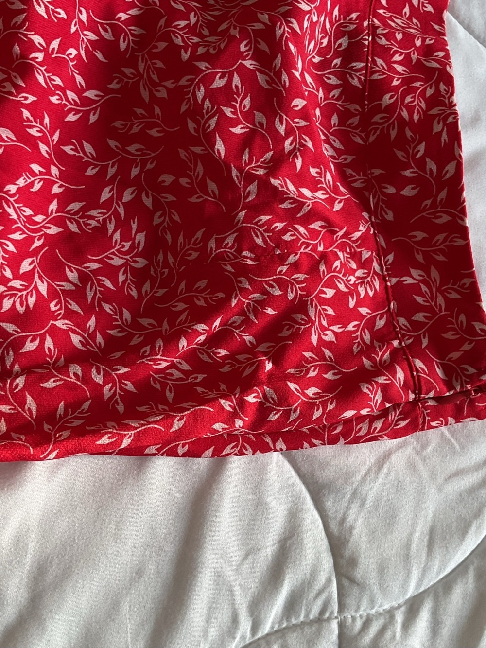 Red Floral Drawstring Ruched Mini Skirt - Picture 8 of 8